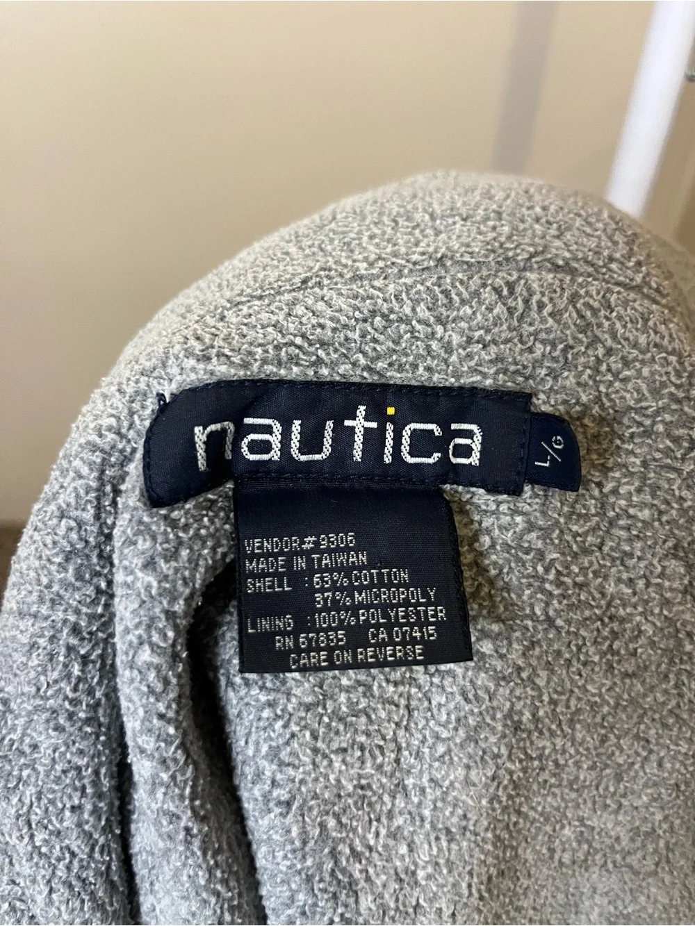 1990s Nautica Green Navy Red Stripe Fleece-Lined Winter Puffer Jacket